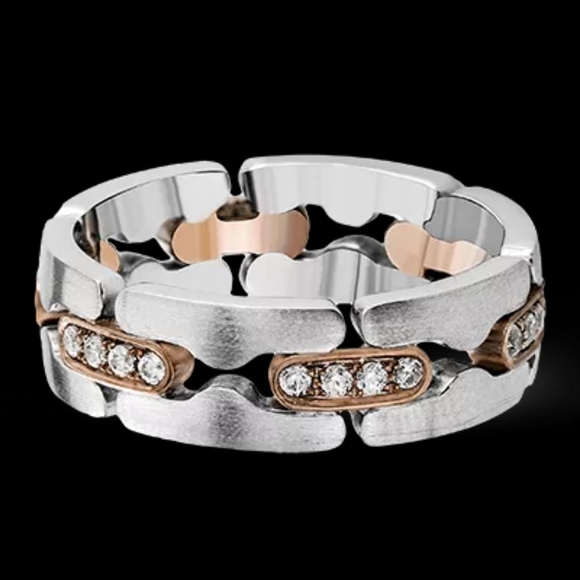 New Unisex Two Tone Diamond Ring - Picture 3 of 5